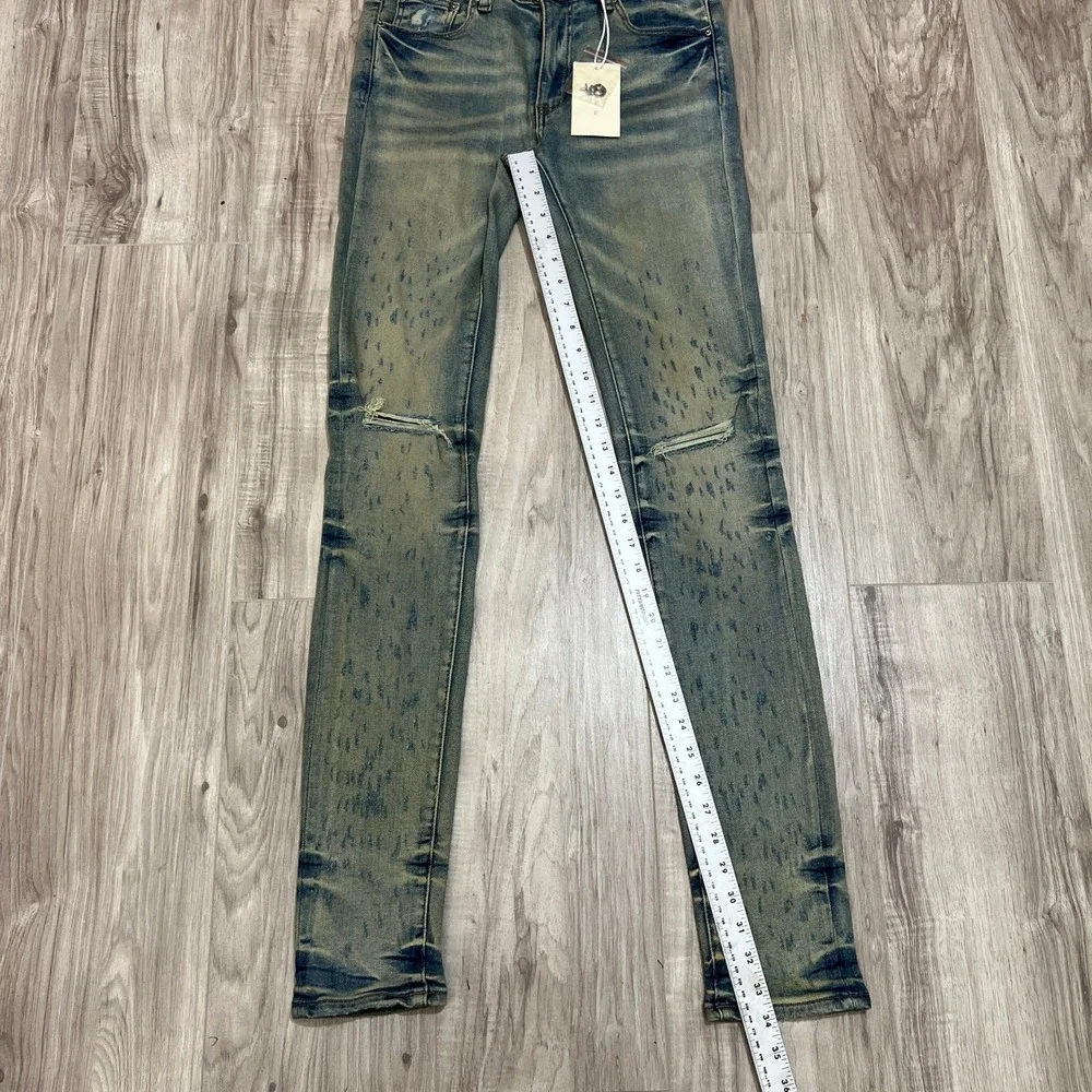 NWT Mnml LA Slim Skinny Distressed Jeans Mens Size 30 Blue Denim Wash